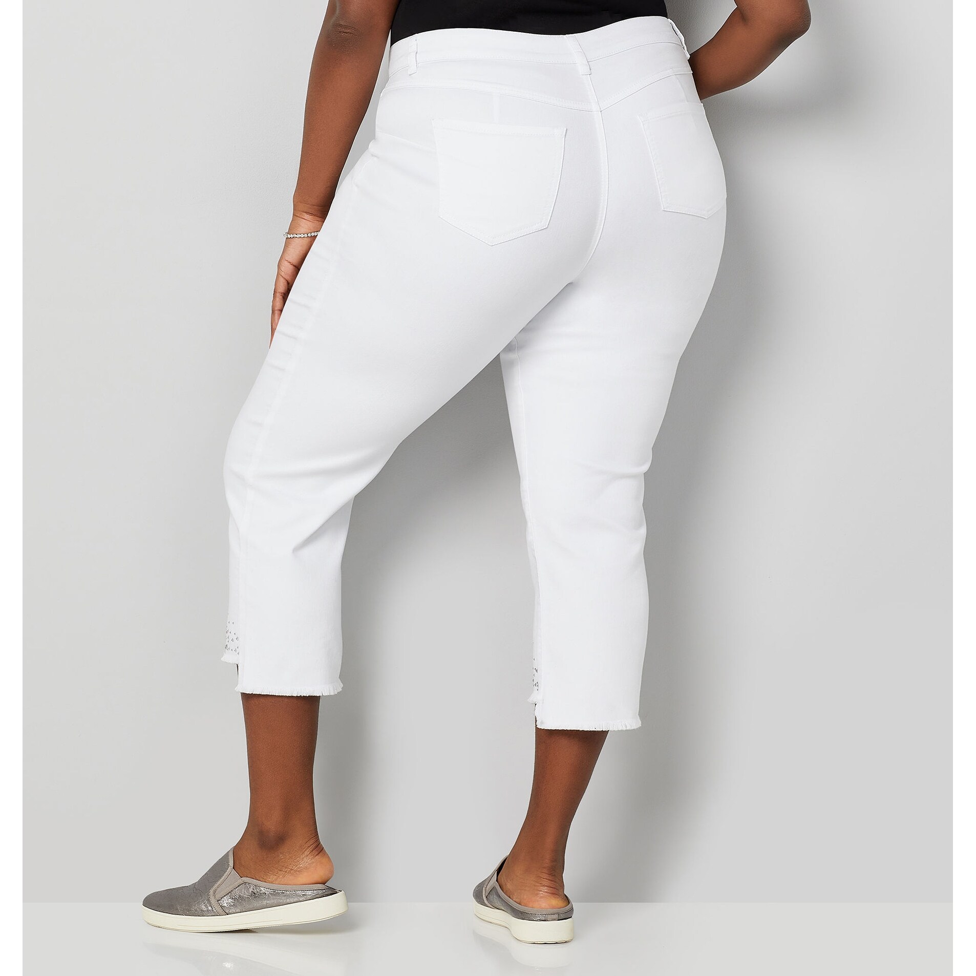 embellished denim capris