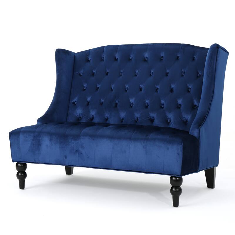 Leora Modern Glam Tufted Velvet Wingback Loveseat by Christopher Knight Home