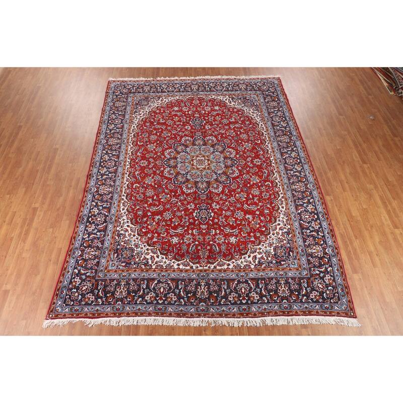 Traditional Red Kashan Turkish Area Rug Oriental Machine-Made Carpet - 9'9" x 12'11"