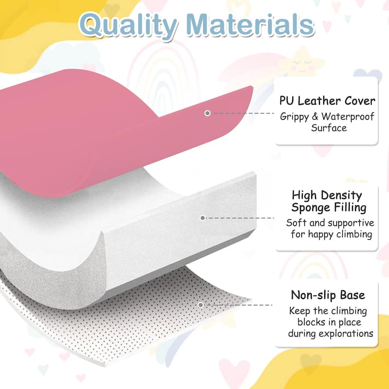 Gymax 7 Pcs Toddler Climbing Blocks w/Hook Loop Fasteners Waterproof - Multi