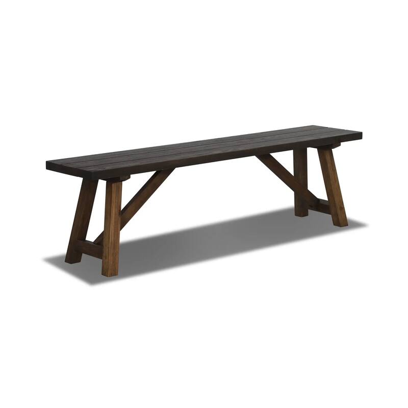 Cascais Solid Wood Bench with Farmhouse Base - Brown Oak