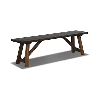 Cascais Solid Wood Bench with Farmhouse Base