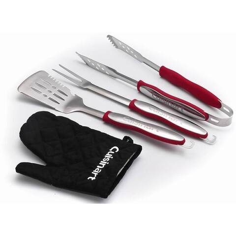 Cuisinart 3-Piece Grilling Tool Set with Grill Glove, Red/Black