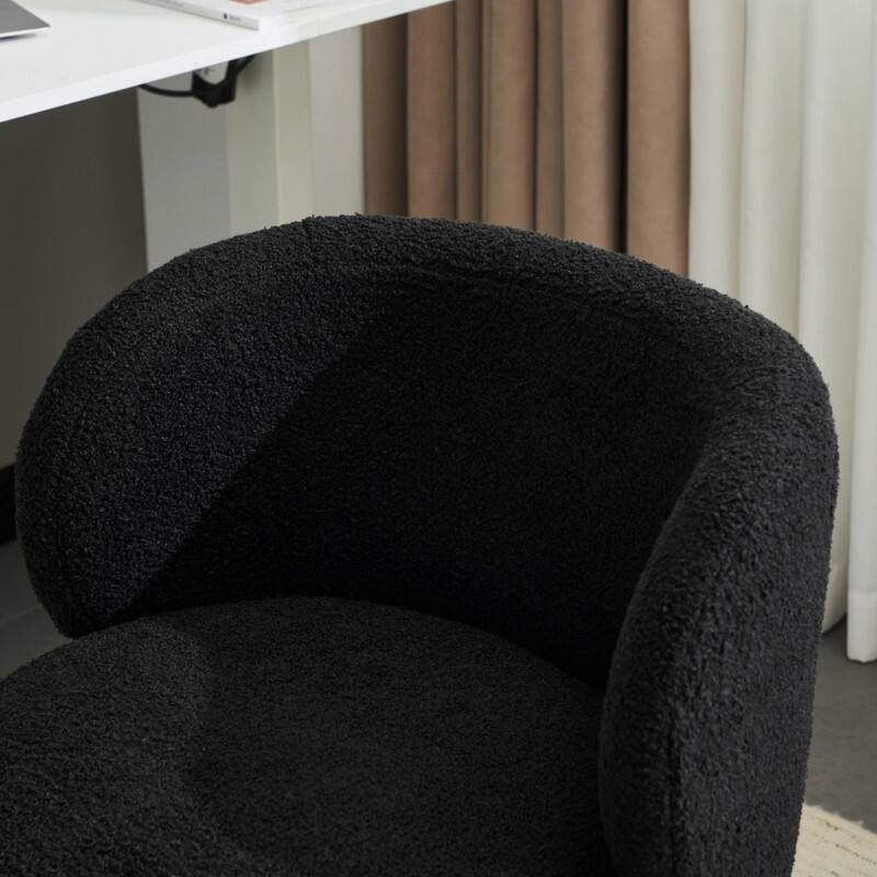 Cute Modern Teddy Swivel Chair Armless Adjustable Height Office Desk Chair with No Wheels and Backrest Support - N/A