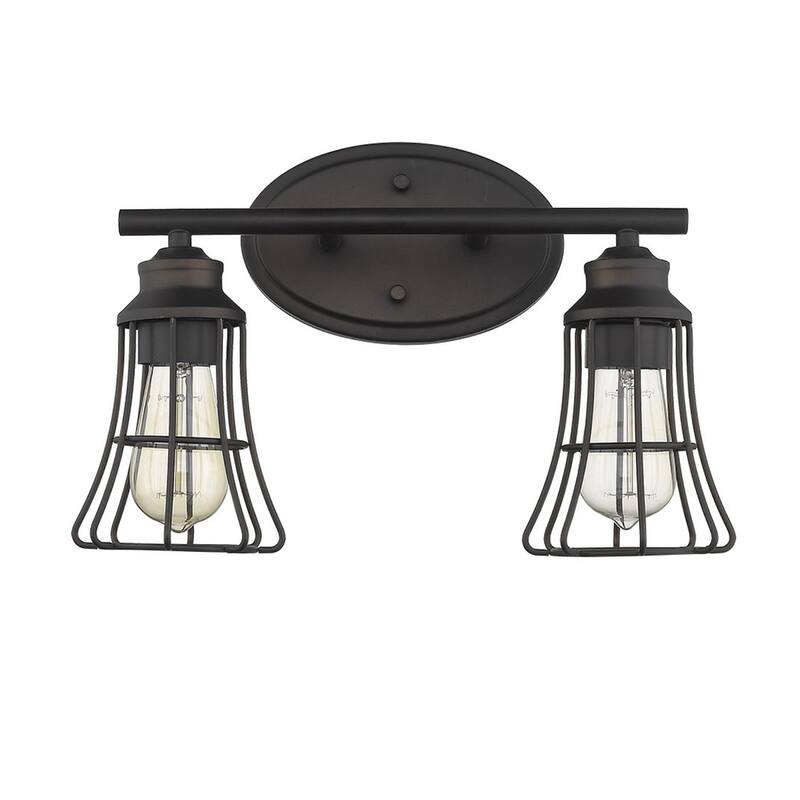2-Light Hardwired Flush Mount Bronze Wall Sconce with and Damp Rated Fixture for Bathroom or Hallway - 9.25"H x 15.5"W x 6.25"D