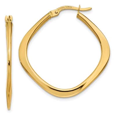 Curata 14k Yellow Gold Hinged Polished Tapered 2x30mm Square Hoop Earrings men