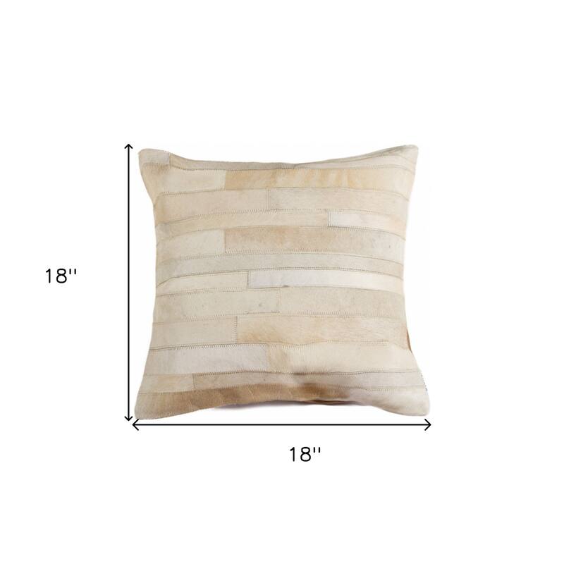 HomeRoots 18" Tan Cowhide Throw Pillow
