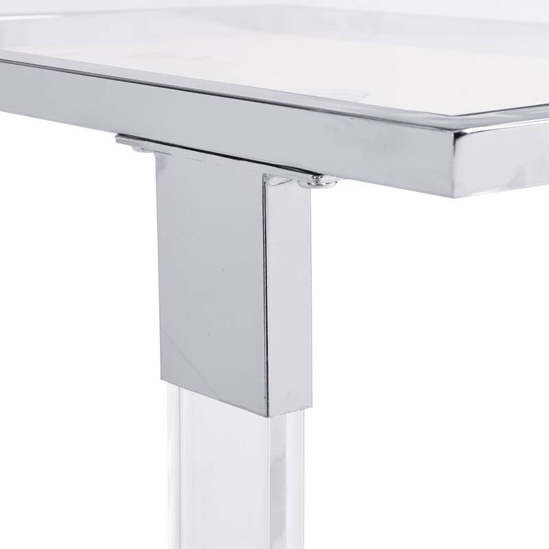 Chrome Glass Side Table, Glass Top C Shape Square Table