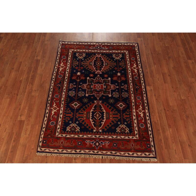 Orange Khottan Oriental Accent Rug Hand-Knotted Wool Carpet - 4'1"x 5'10"