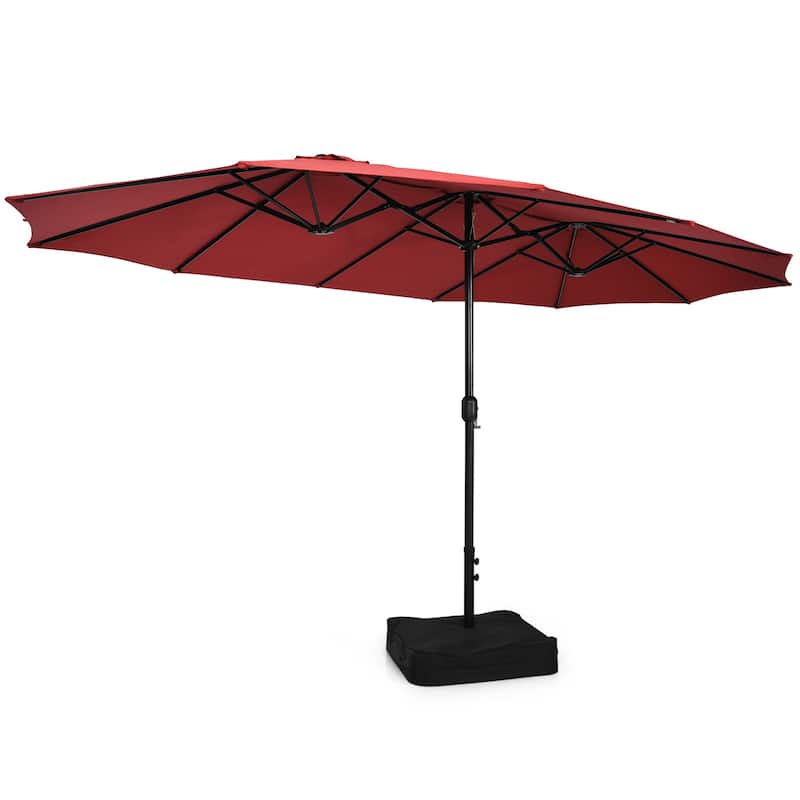 Gymax 15 ft Double-Sided Patio Twin Umbrella Extra-Large Market