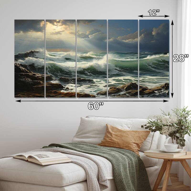Designart "Bathroom Toilet Coastal Escape II" Bath & Laundry Multipanel Canvas Print set