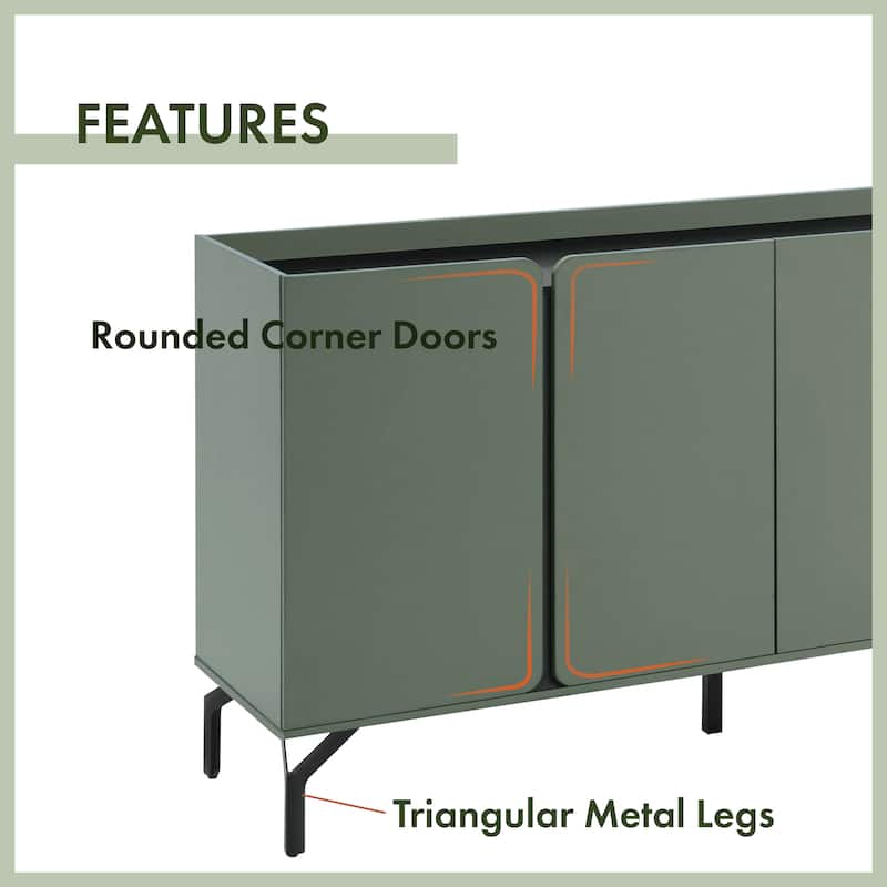 DH BASIC Modern 60-inch 6-Shelf Dining Buffet and Sideboard with Metal Legs by Denhour