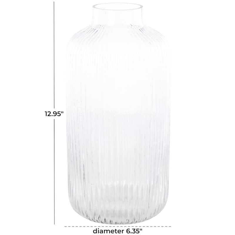 Glass Ribbed Fluted Vase - Clear - Roche River Decor