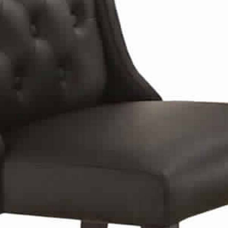 Black/Black Faux Leather Upholstered Wood Frame Dining Chair, Set of 2, Sturdy Dining Chair for Dining Rooms - 24.6