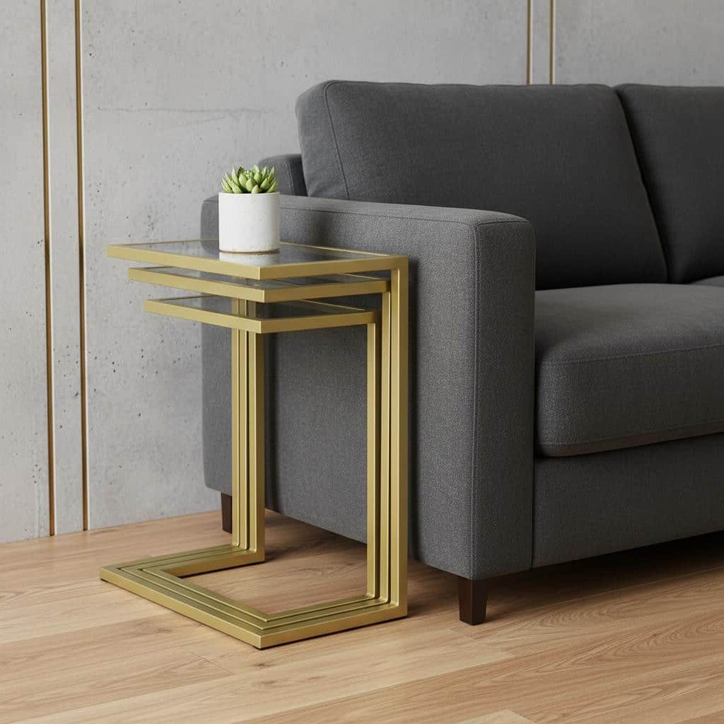 HomeRoots 24" Chrome Glass Rectangular End Table - 18.00 in. x 23.50 in. x 12.00 in.