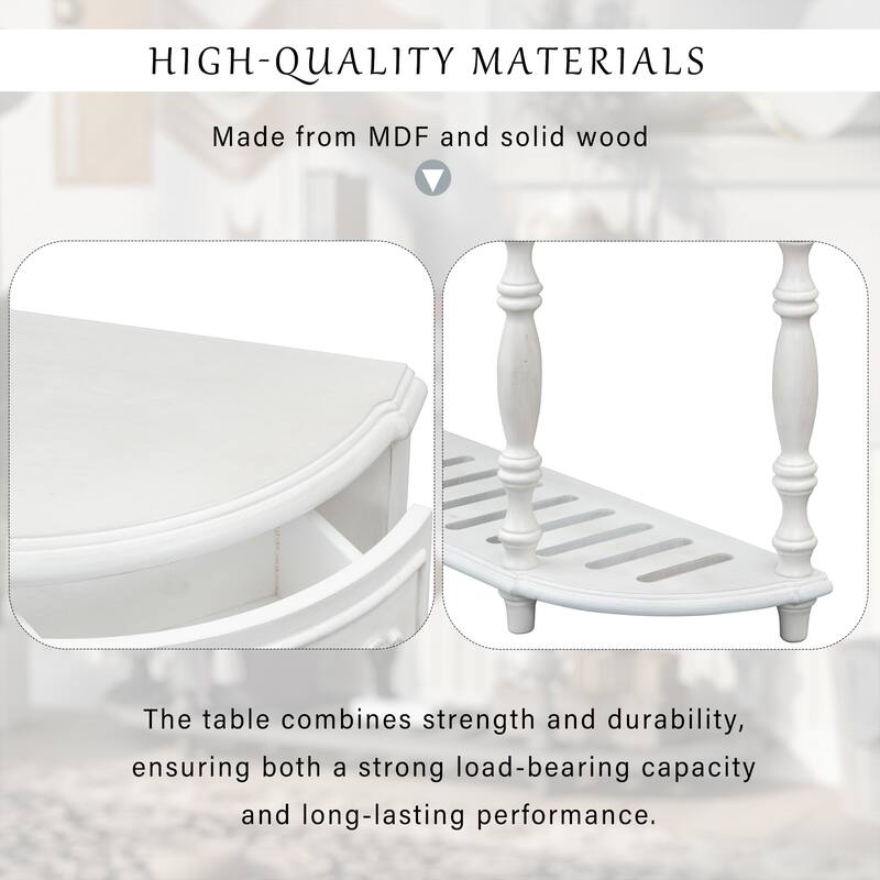 Modern Curved Console Table with 4 Drawers and 1 Shelf