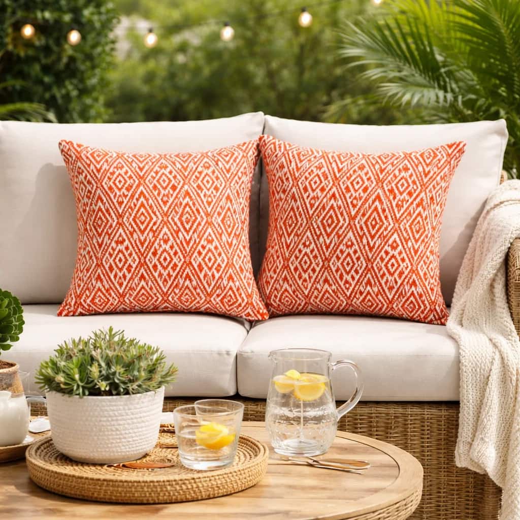 CICI Contemporary Small Pillow With fabric, Red, Set of 2