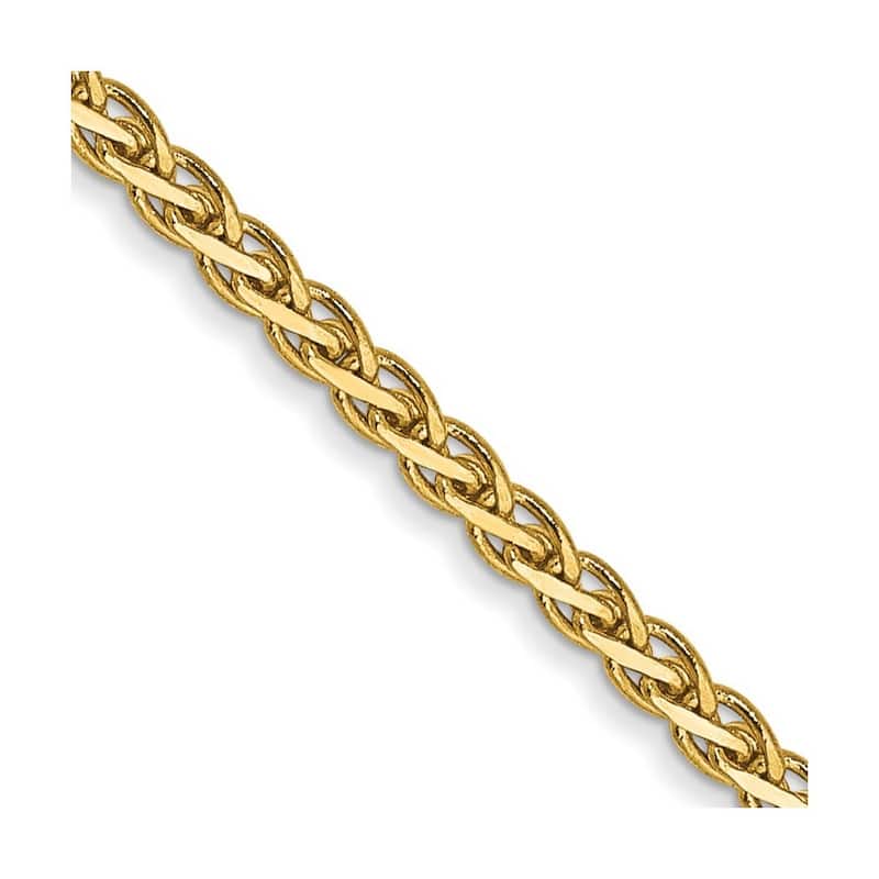 Curata 14k Yellow Gold Polished 1.8mm Flat Wheat Chain Bracelet 7 Inch Lobster Claw