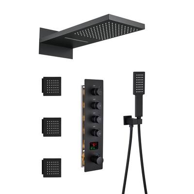 22 Inch Wall Mounted Thermostatic Shower System Temperature Digital Display Shower Faucet Set