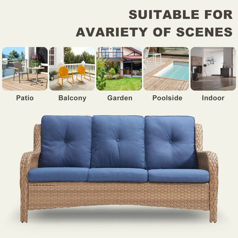 Gymojoy 4-Piece Outdoor Patio Sofa Chair with Coffee Table