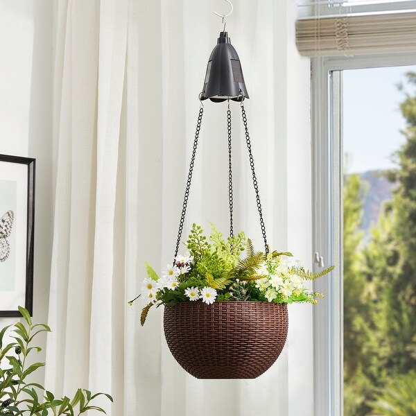 Baimuru 30 inch Height Solar Lighted Hanging Plastic Planter by Havenside Home On Sale Bed Bath Beyond 30546291