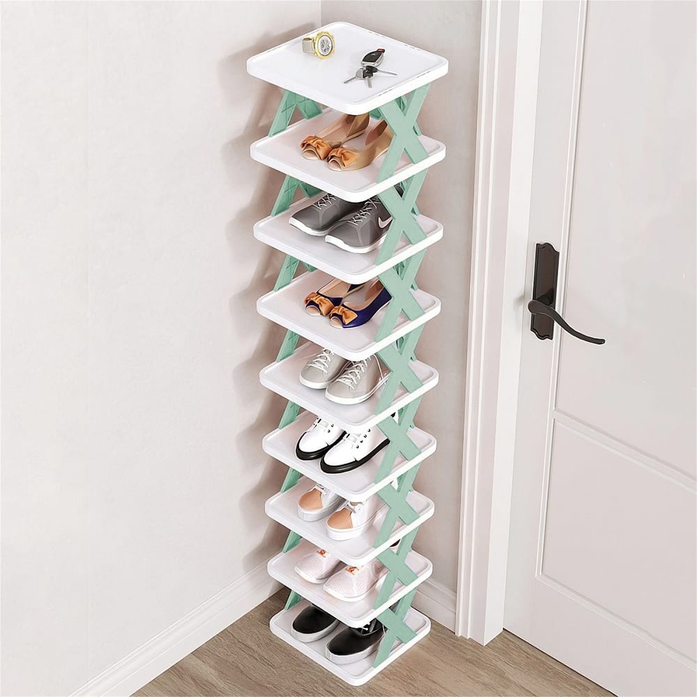 9-Tier Narrow Entryway Shoe Rack Free Standing Vertical Shoe Organizer