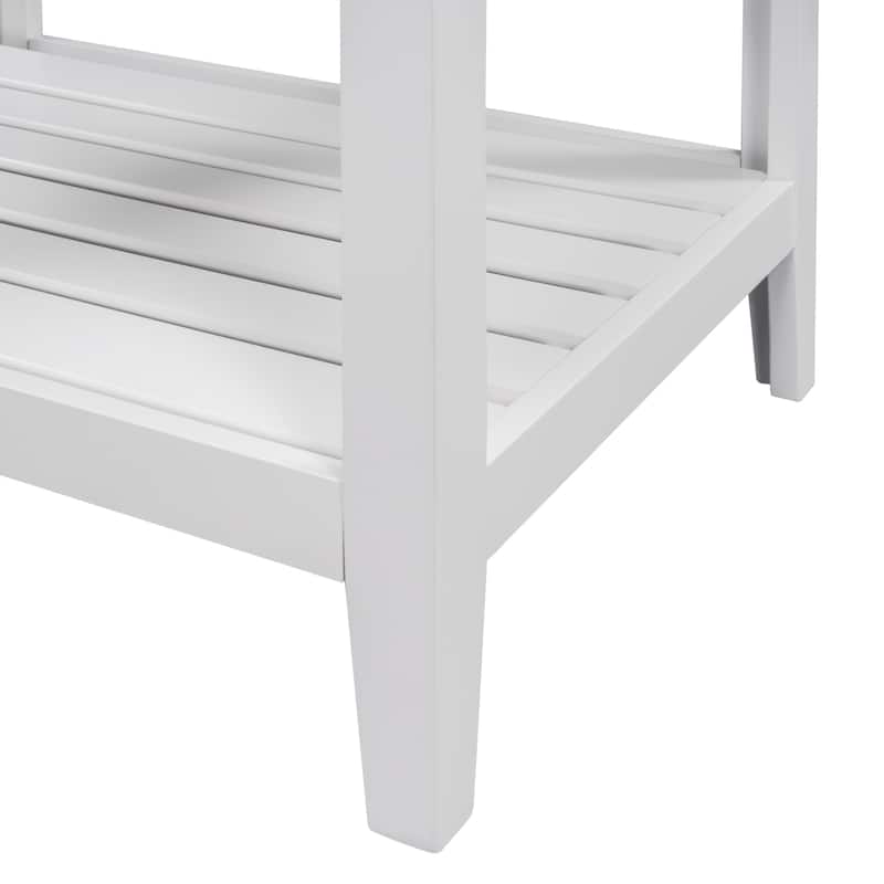 Roomfitters 24" Bathroom Vanity with Ceramic Sink Open Style Shelf Solid Wood Frame Modern Sleek Cabinet