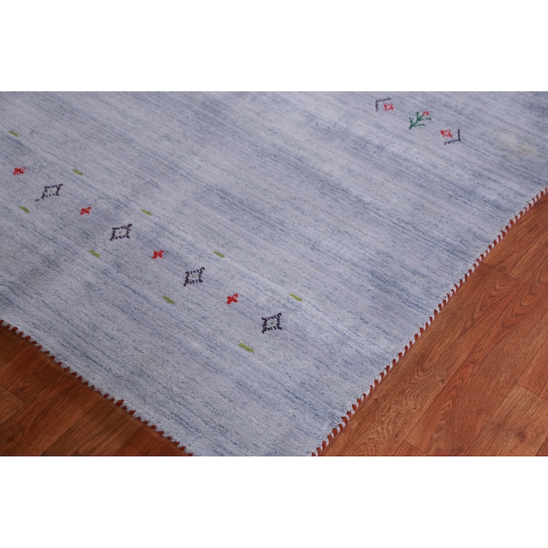 Hand Knotted Oriental 100% Wool Carpet Tribal Animal Pictorial Navy Blue & Blues Gabbeh Area Rug - 9' 9'' X 8' 2''