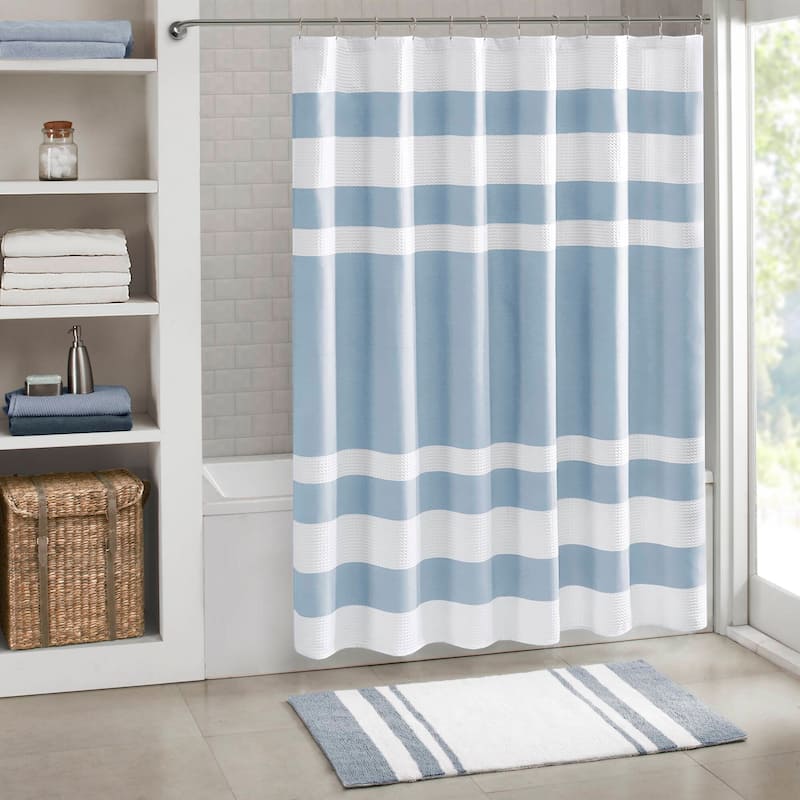 Madison Park Spa Waffle Shower Curtain with 3M Treatment