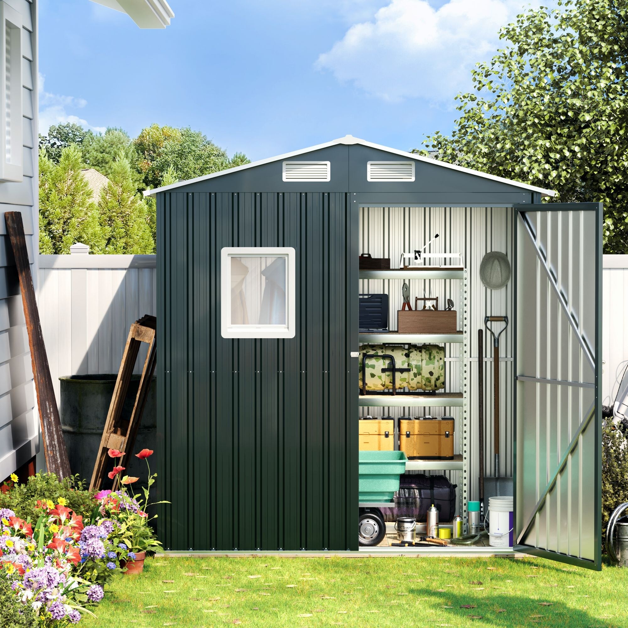 Lava Star 6'x4' Durable Metal Outdoor Storage Shed for Patio and