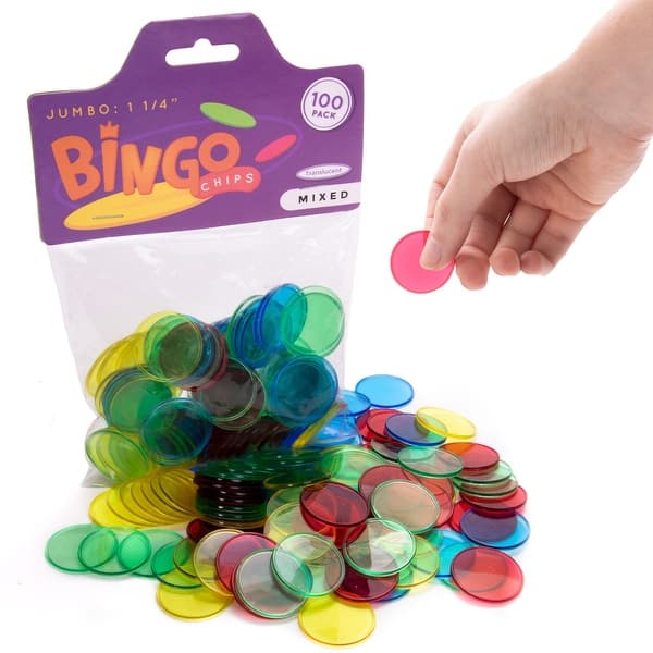 slide 2 of 5, Jumbo 1.25" Bingo Chips, 100-pack