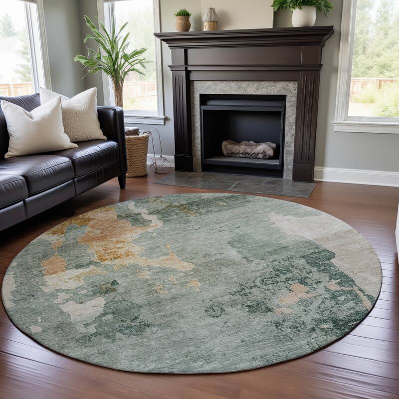 Premium Washable Super Soft Modern Watercolor Mayfield Rug - Seafoam - 8' x 8'