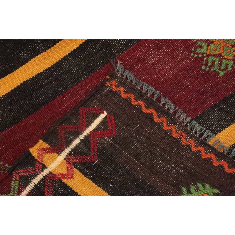 Hand Woven Oriental 100% Wool Carpet Southwestern Tribal Multi-Colored Kilim Area Rug - 11' 5'' X 5' 7''