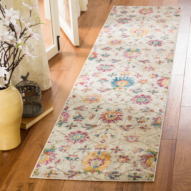 SAFAVIEH Merlot Stephania Boho Oriental Rug - 2' x 8' Runner - Cream/Multi