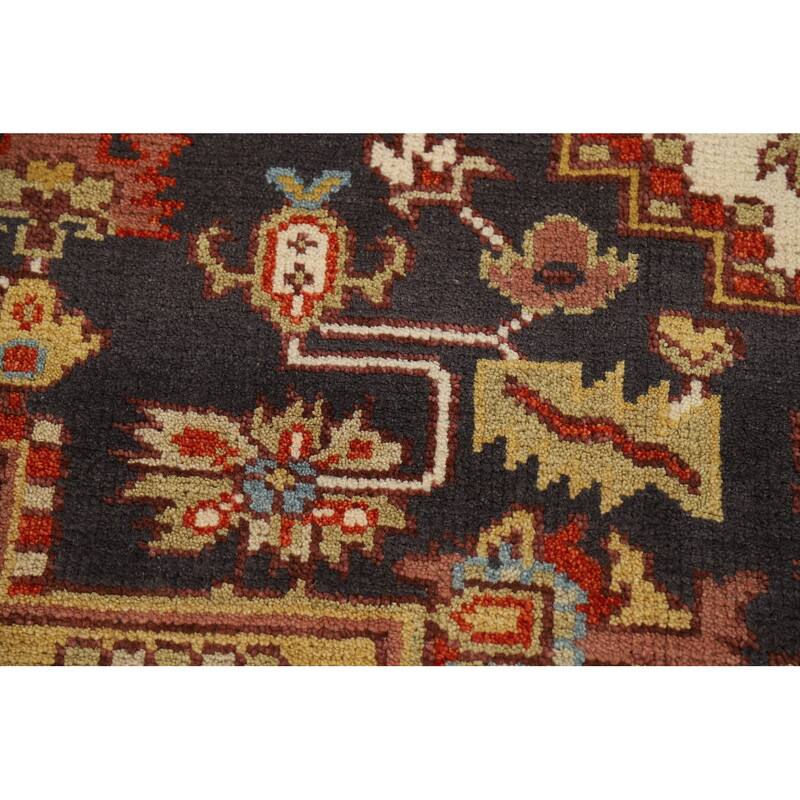 Charcoal Gray Heriz Serapi Indian Area Rug Handmade Wool Carpet - 7'10"x 9'11"