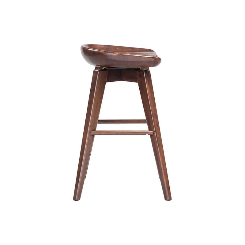 Bali Backless Wood Swivel Indoor Barstool - N/A