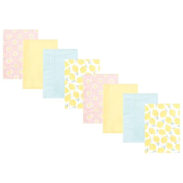 slide 1 of 1, Hudson Baby Girls Cotton Poly Flannel Burp Cloths 8-Pack, Lemon Daisy, One Size - Lemon Daisy 8-Pack - One Size One Size - Lemon Daisy 8-Pack