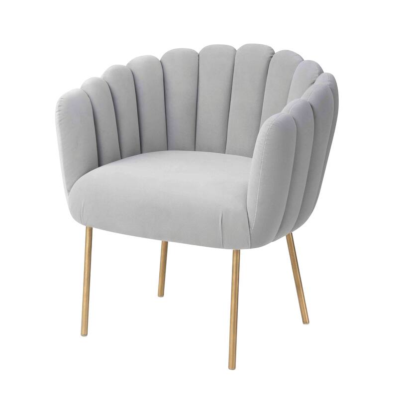 Doloris Mid-century Modern Light Velvet Upholstered Feather Side Chair - Grey/Gold