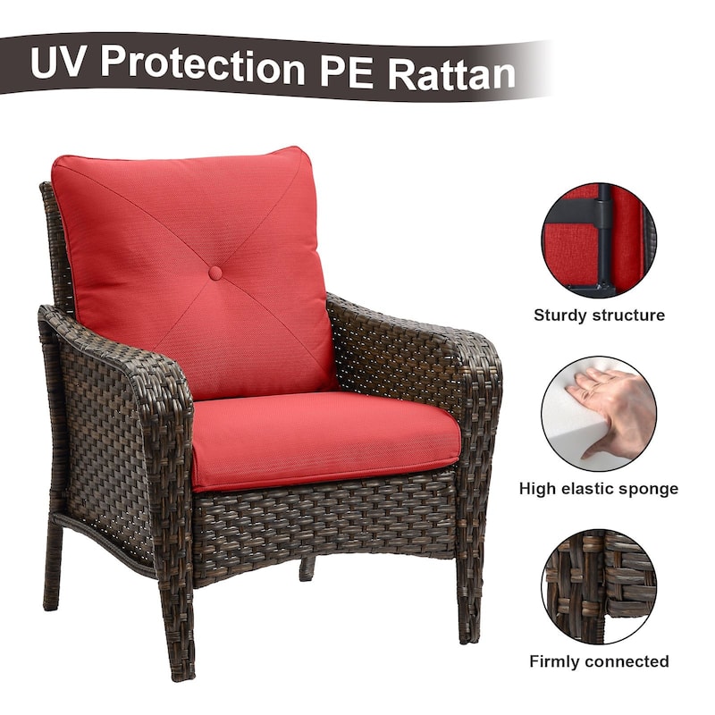 Pocassy Outdoor Wicker Patio Chair with Cushion