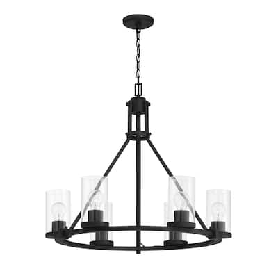 Modern Farmhouse 6-light Wagon Wheel Chandelier - 28.5