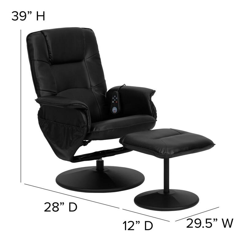 LeatherSoft Massaging Multi-Position Recliner w/Ottoman w/Side Pocket