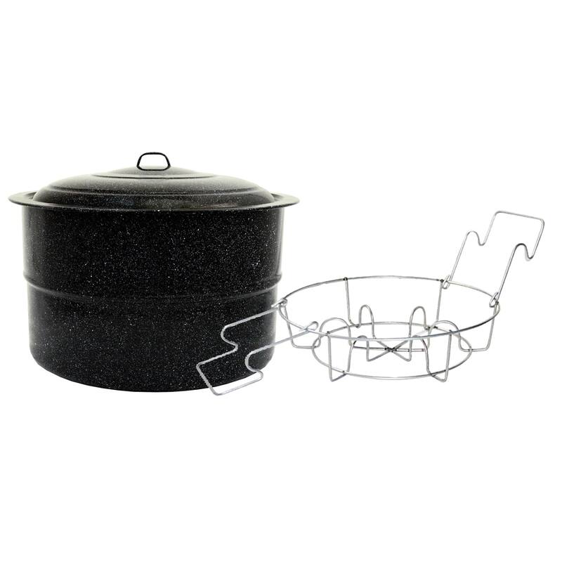Granite Ware Speckled Black Waterbath Canner with Jar Rack - 33 Qt