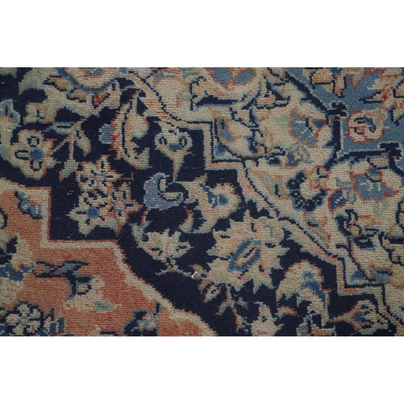 Hand Knotted Oriental 100% Wool Carpet Traditional Floral Oranges & Rust Mashad Area Rug - 9' 11'' X 6' 6''