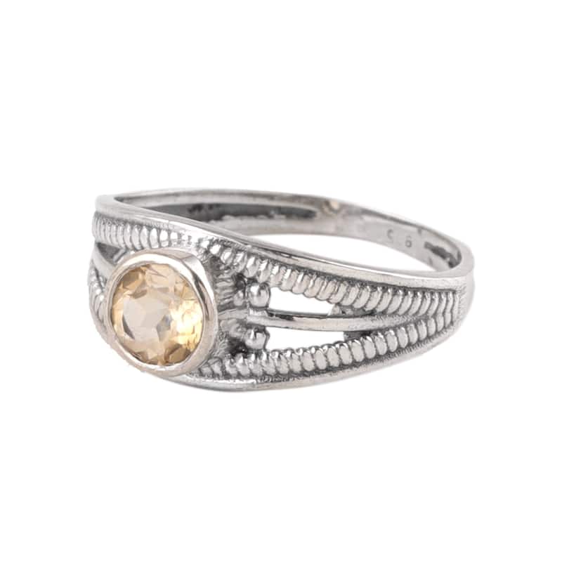Novica Handmade Joyous Eden Citrine Domed Single Stone Ring