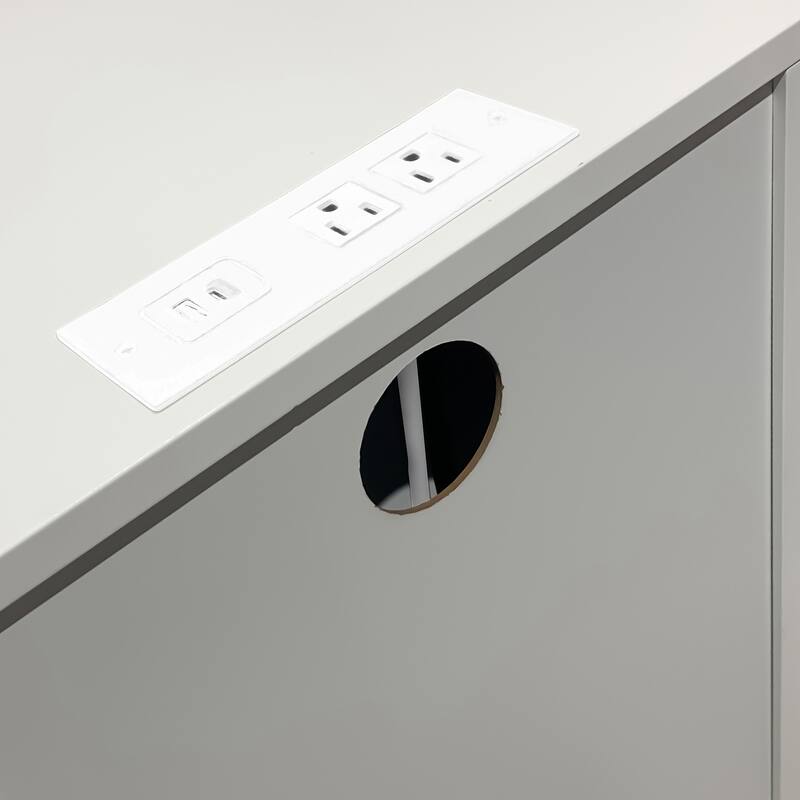 White 3 Drawer Nightstand with Charging Station and USB Ports & Power Outlets