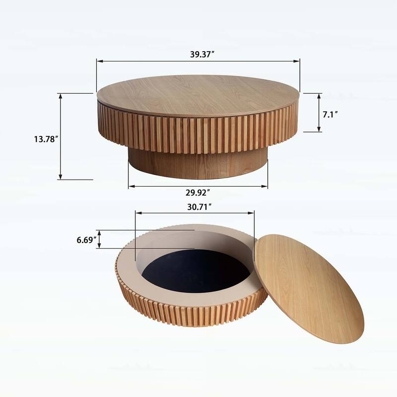 Round Coffee Table with Storage,for Living Room,Bedroom,Apartment or Office