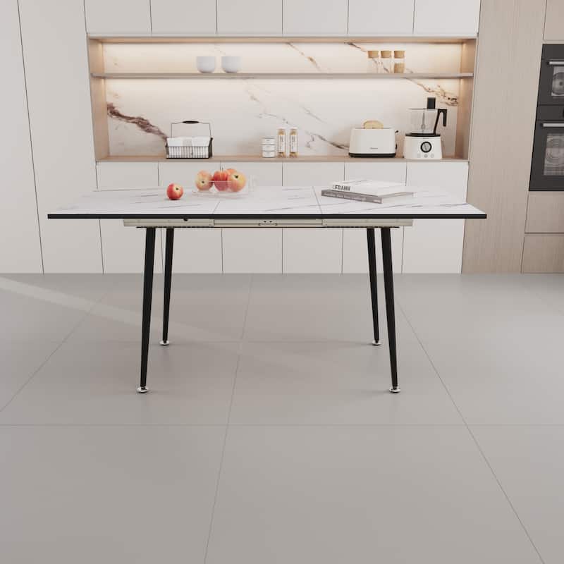 47"-63" Extendable MDF Modern Dining Table and Chair Set,Dining Table and Modern Dining Chair 4-Piece Set