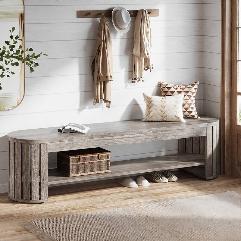 Wood Entryway Shoe Bench, Shoe Storage Bench, Bedroom Entrance Living Room End of Bed Stool Accent Bench
