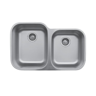 Karran Undermount Stainless Steel 32 in. Double Bowl Kitchen Sink