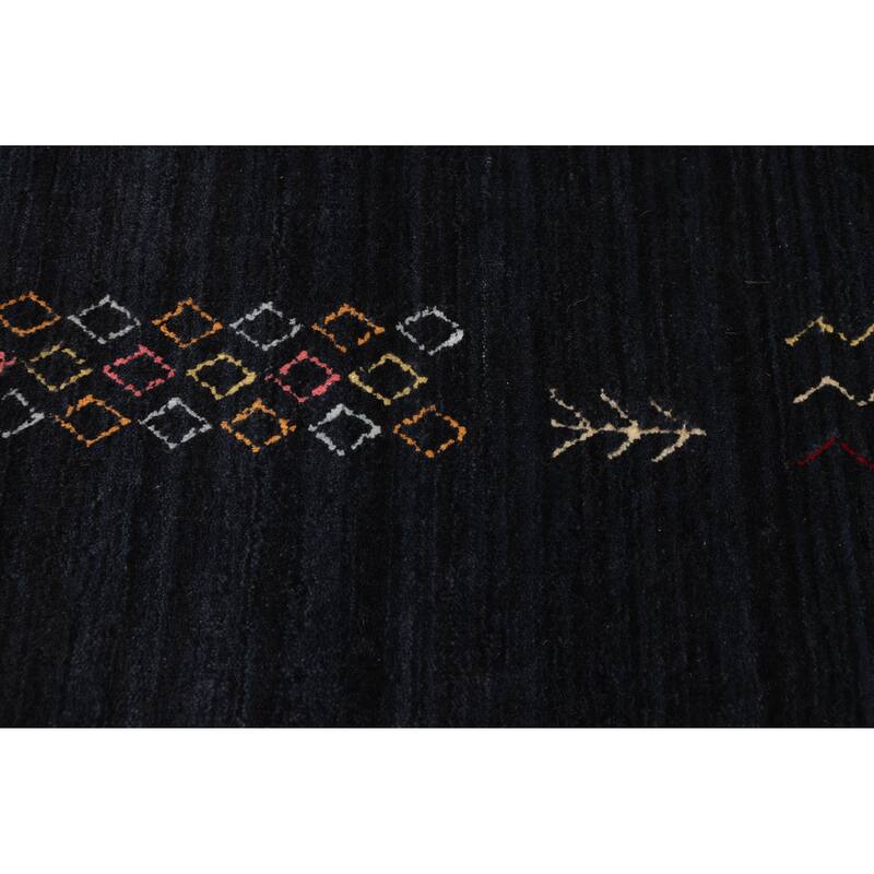 ECARPETGALLERY Hand Loomed Kashkuli Gabbeh Dark Navy Wool Rug - 5'0 x 8'0